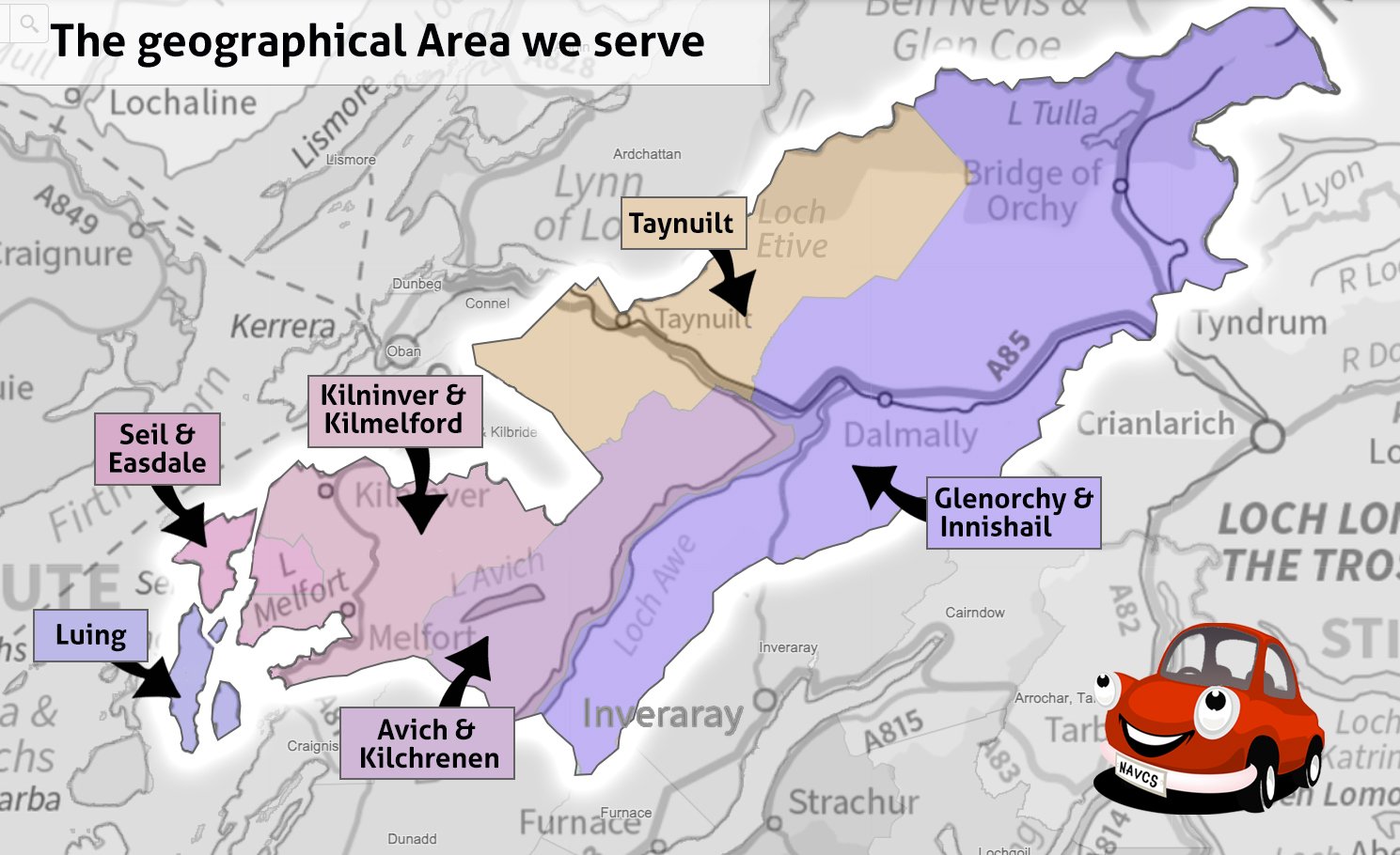 GeographicalAreaServed Map outlining the geographical Area we serve